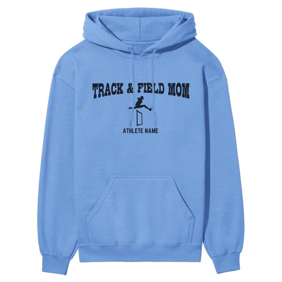 Hurdles Mom with Hurdler Icon and Hurdler Name on a Hoodie with a Black Graphic