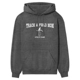 Hurdles Mom with Hurdler Icon and Hurdler Name on a Hoodie with a White Graphic