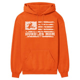 Hurdles Mom Horizontal Flag on a Hoodie with a White Graphic