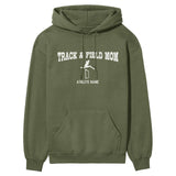 Hurdles Mom with Hurdler Icon and Hurdler Name on a Hoodie with a White Graphic