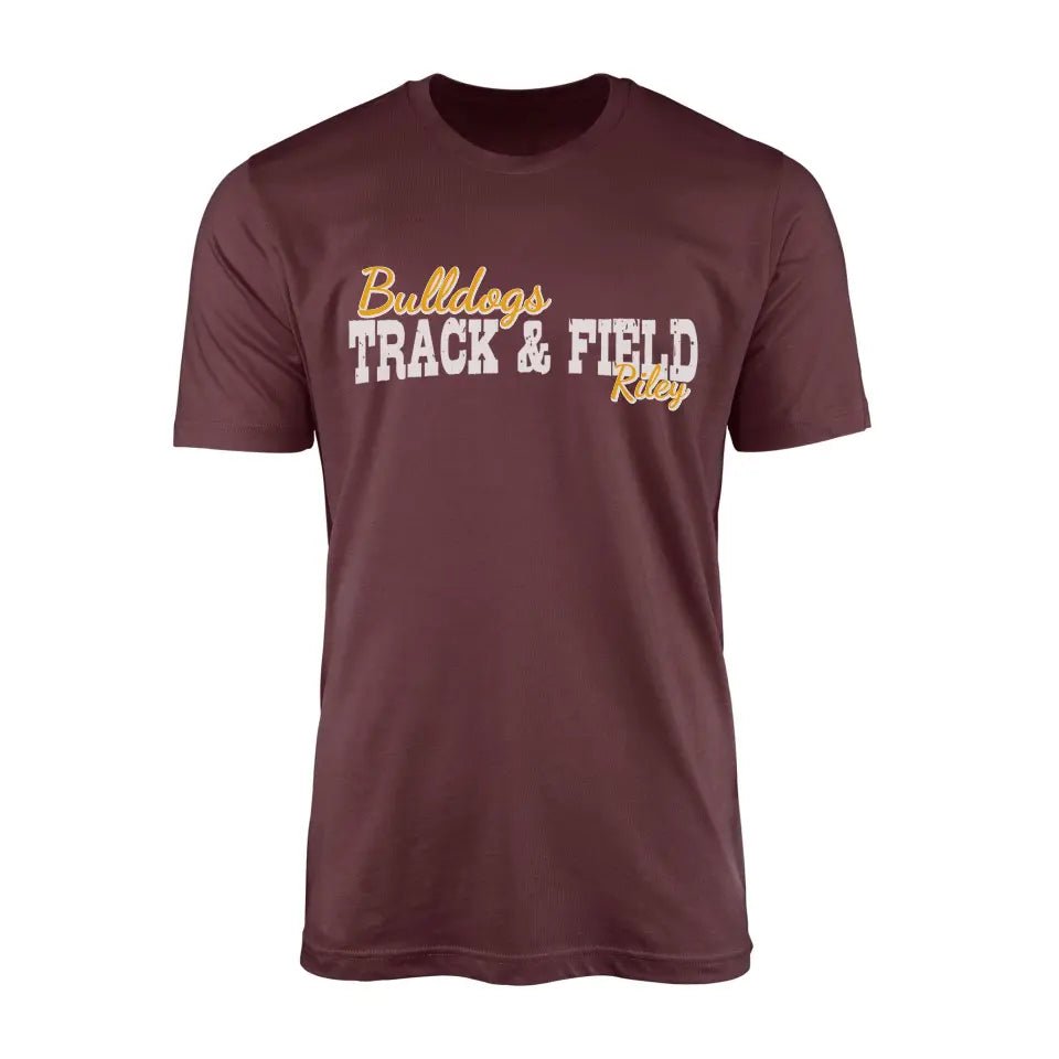 Custom Hurdles Mascot and Hurdler Name on a Men's T-Shirt with a White Graphic