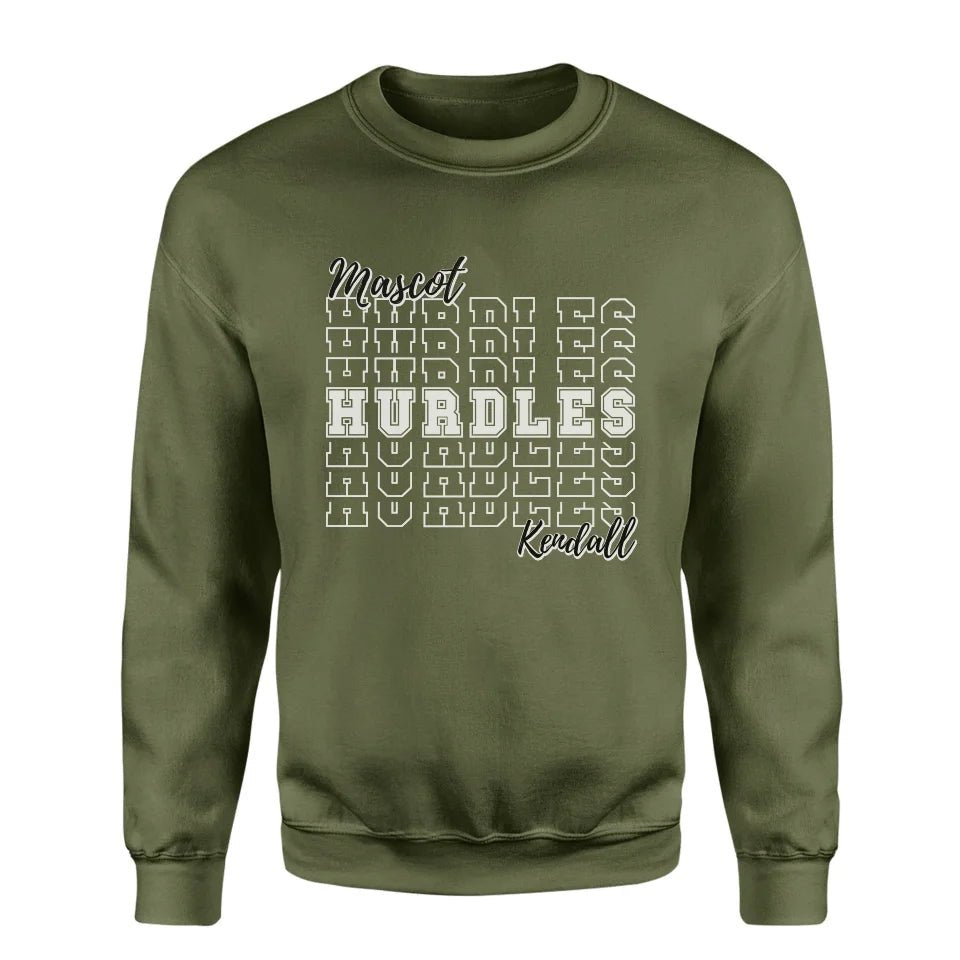 Custom Hurdles on a Sweatshirt With Mascot and Hurdler Name on a Sweatshirt