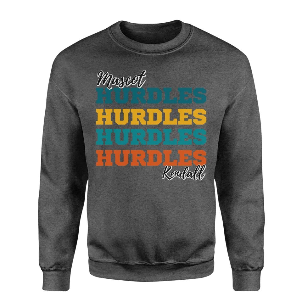 Personalized Hurdles Hurdles Hurdles on a Sweatshirt With Mascot and Hurdler Name on a Sweatshirt