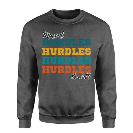 Personalized Hurdles Hurdles Hurdles on a Sweatshirt With Mascot and Hurdler Name on a Sweatshirt