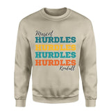 Personalized Hurdles Hurdles Hurdles on a Sweatshirt With Mascot and Hurdler Name on a Sweatshirt