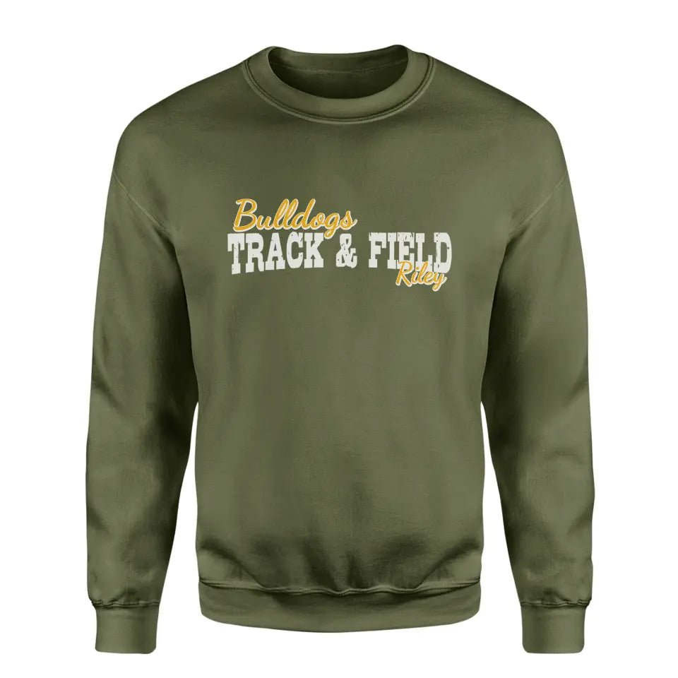 Custom Hurdles Mascot and Hurdler Name on a Sweatshirt with a White Graphic