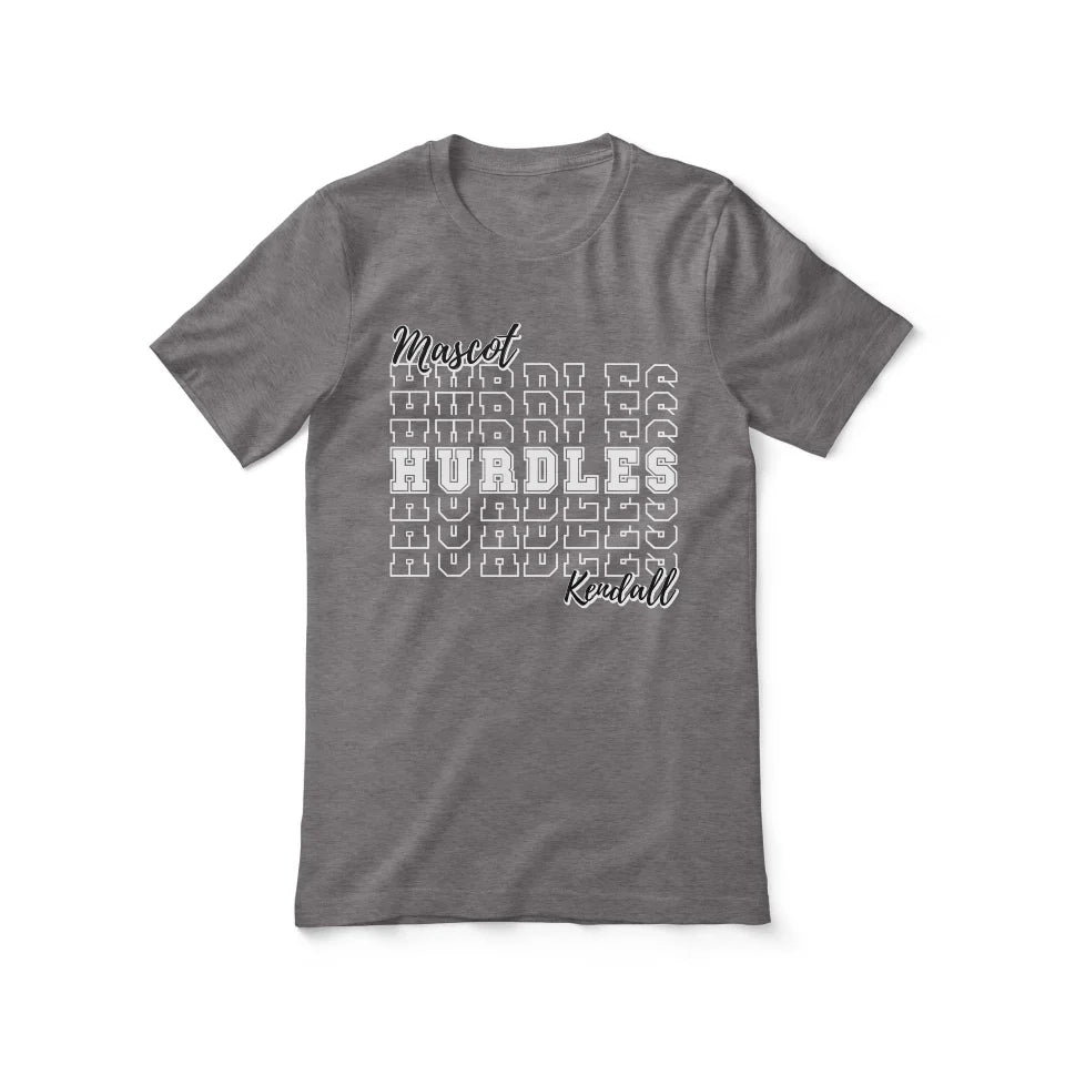 Custom Hurdles Shirt With Mascot and Hurdler Name on a Unisex T-Shirt