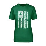 Hurdles Grandma Vertical Flag on a Unisex T-Shirt with a White Graphic