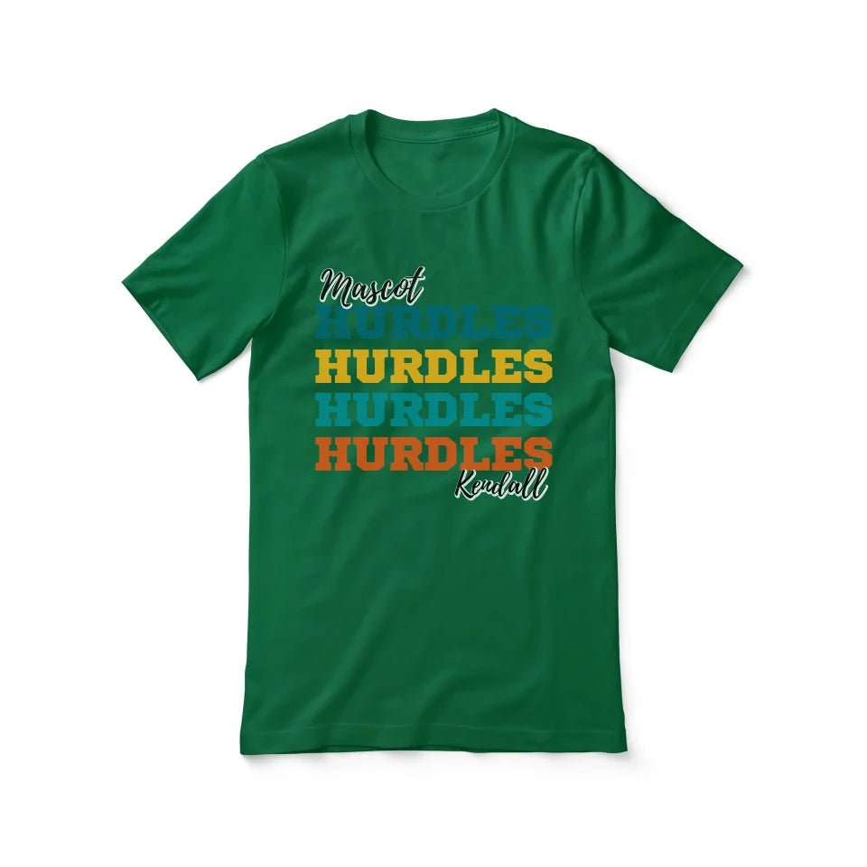 Personalized Hurdles Hurdles Hurdles Shirt With Mascot and Hurdler Name on a Unisex T-Shirt