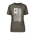 Hurdles Mom Vertical Flag on a Unisex T-Shirt with a White Graphic