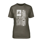 Hurdles Mom Vertical Flag on a Unisex T-Shirt with a White Graphic