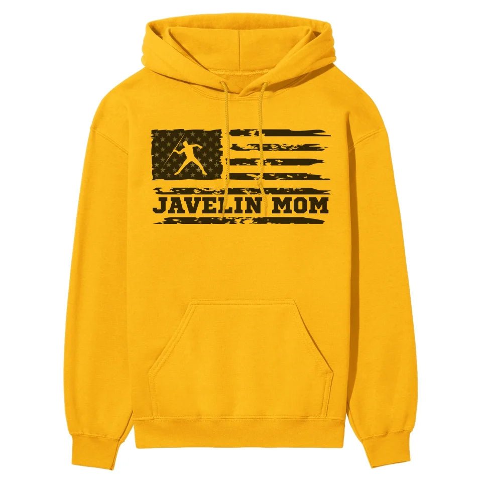 Javelin Mom Horizontal Flag on a Hoodie with a Black Graphic