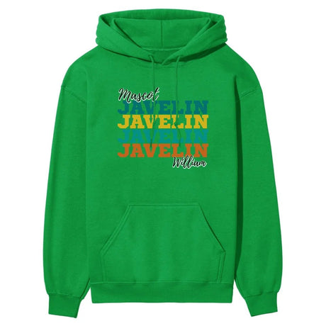 Personalized Javelin Javelin Javelin on a Hoodie With Mascot and Javelin Thrower Name on a Hoodie