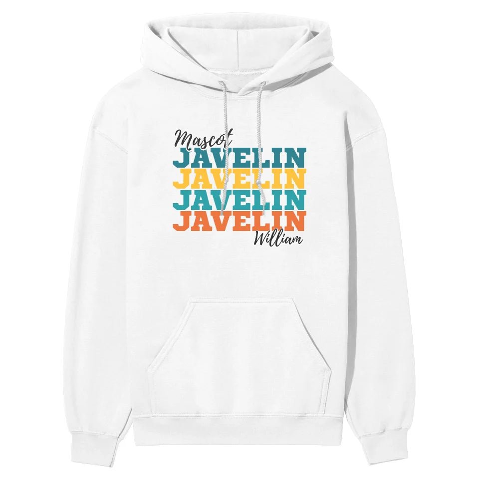 Personalized Javelin Javelin Javelin on a Hoodie With Mascot and Javelin Thrower Name on a Hoodie