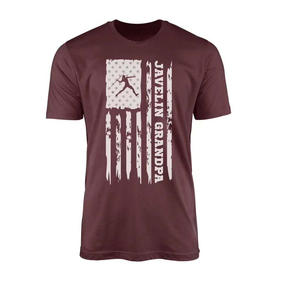 Javelin Grandpa Vertical Flag on a Men's T-Shirt with a White Graphic