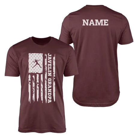 Javelin Grandpa Vertical Flag With Javelin Thrower Name on a Men's T-Shirt with a White Graphic