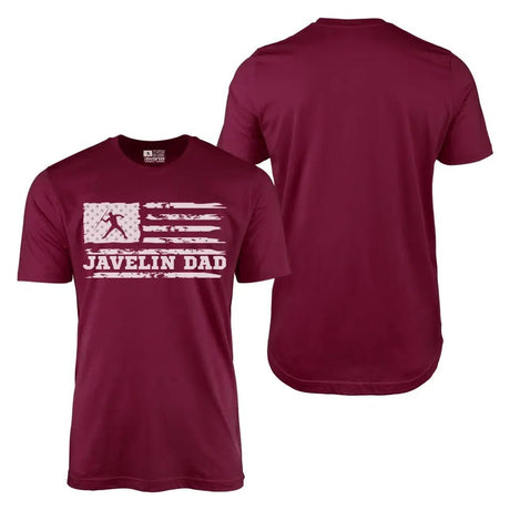 Javelin Dad Horizontal Flag With Javelin Thrower Name on a Men's T-Shirt with a White Graphic