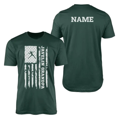 Javelin Grandpa Vertical Flag With Javelin Thrower Name on a Men's T-Shirt with a White Graphic