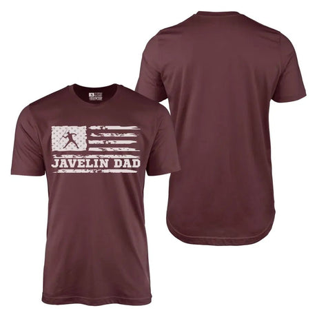 Javelin Dad Horizontal Flag With Javelin Thrower Name on a Men's T-Shirt with a White Graphic