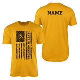 Javelin Grandpa Vertical Flag With Javelin Thrower Name on a Men's T-Shirt with a Black Graphic