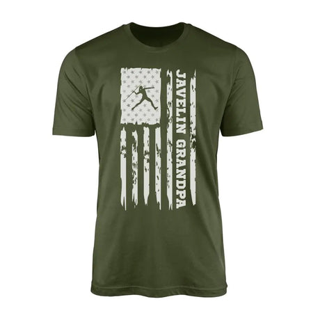 Javelin Grandpa Vertical Flag on a Men's T-Shirt with a White Graphic