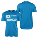 Javelin Dad Horizontal Flag With Javelin Thrower Name on a Men's T-Shirt with a White Graphic