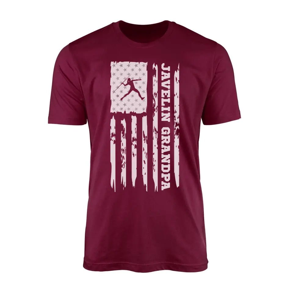 Javelin Grandpa Vertical Flag on a Men's T-Shirt with a White Graphic