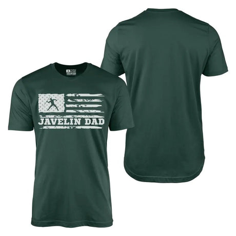 Javelin Dad Horizontal Flag With Javelin Thrower Name on a Men's T-Shirt with a White Graphic
