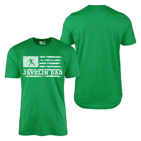 Javelin Dad Horizontal Flag With Javelin Thrower Name on a Men's T-Shirt with a White Graphic
