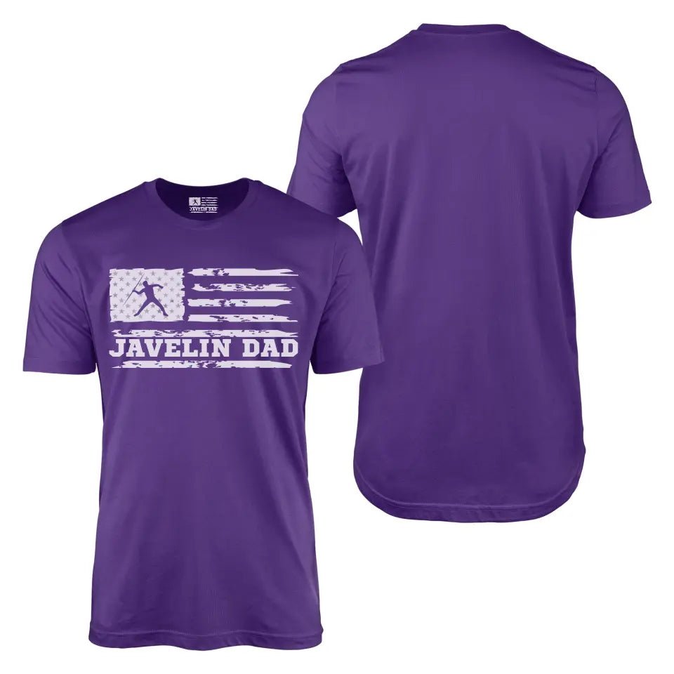 Javelin Dad Horizontal Flag With Javelin Thrower Name on a Men's T-Shirt with a White Graphic