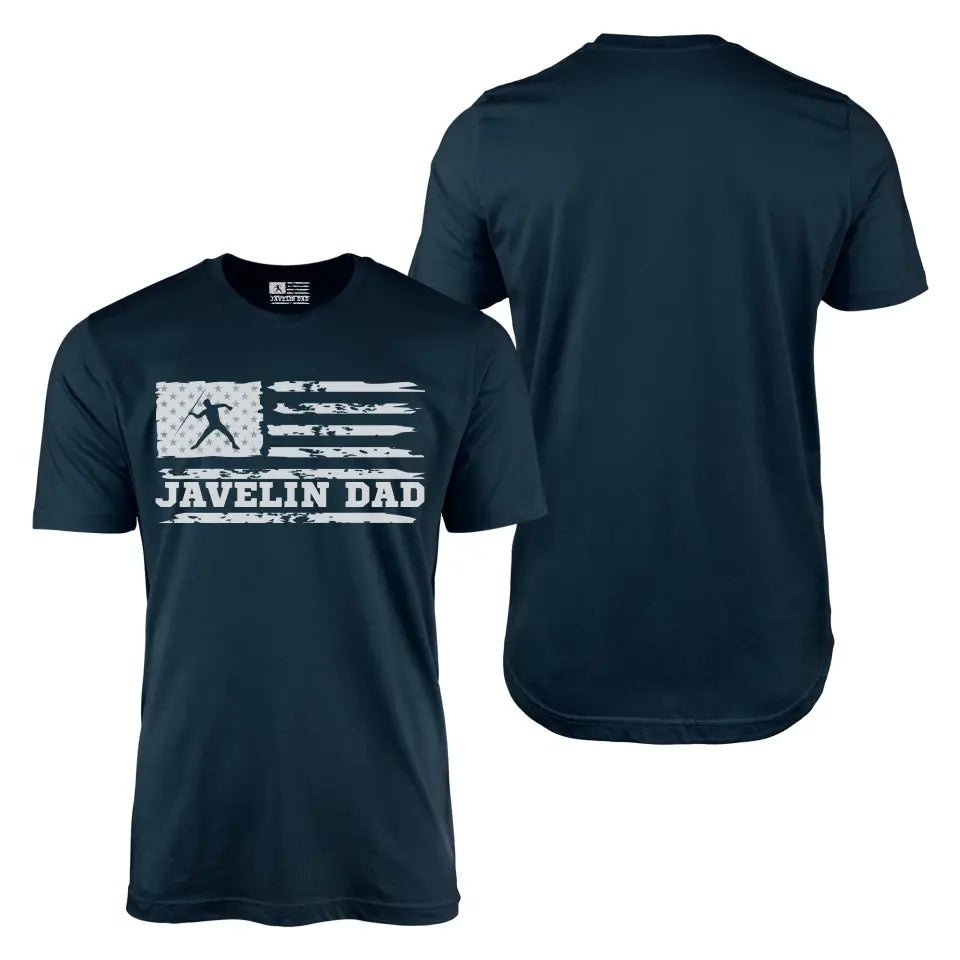 Javelin Dad Horizontal Flag With Javelin Thrower Name on a Men's T-Shirt with a White Graphic