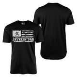 Javelin Dad Horizontal Flag With Javelin Thrower Name on a Men's T-Shirt with a White Graphic