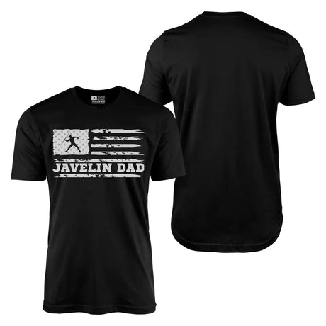 Javelin Dad Horizontal Flag With Javelin Thrower Name on a Men's T-Shirt with a White Graphic