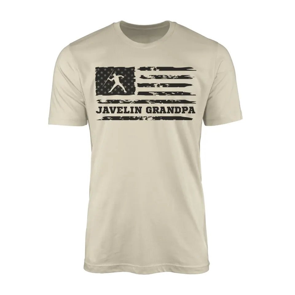 Javelin Grandpa Horizontal Flag on a Men's T-Shirt with a Black Graphic