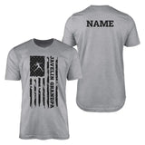 Javelin Grandpa Vertical Flag With Javelin Thrower Name on a Men's T-Shirt with a Black Graphic