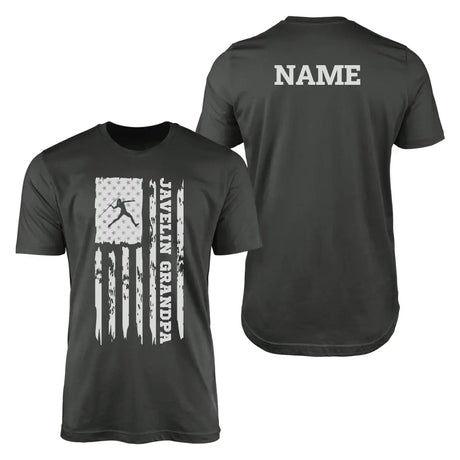 Javelin Grandpa Vertical Flag With Javelin Thrower Name on a Men's T-Shirt with a White Graphic