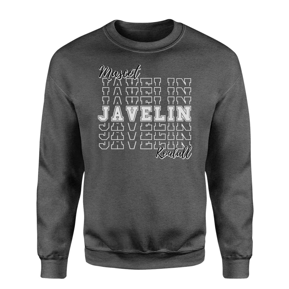 Custom Javelin on a Sweatshirt With Mascot and Javelin Thrower Name on a Sweatshirt