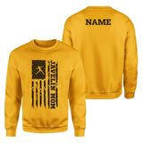 Javelin Mom Vertical Flag With Javelin Thrower Name on a Sweatshirt with a Black Graphic