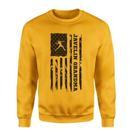 Javelin Grandma Vertical Flag on a Sweatshirt with a Black Graphic
