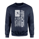 Javelin Mom Vertical Flag on a Sweatshirt with a White Graphic