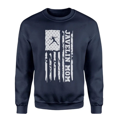 Javelin Mom Vertical Flag on a Sweatshirt with a White Graphic