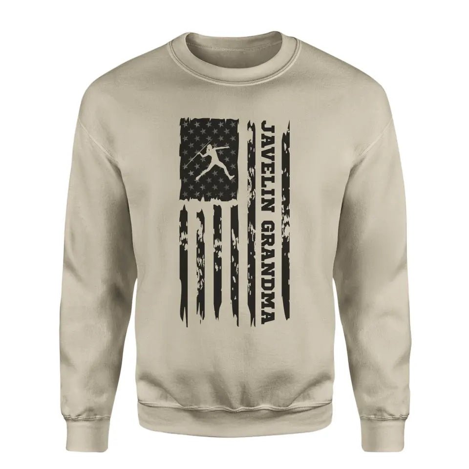 Javelin Grandma Vertical Flag on a Sweatshirt with a Black Graphic