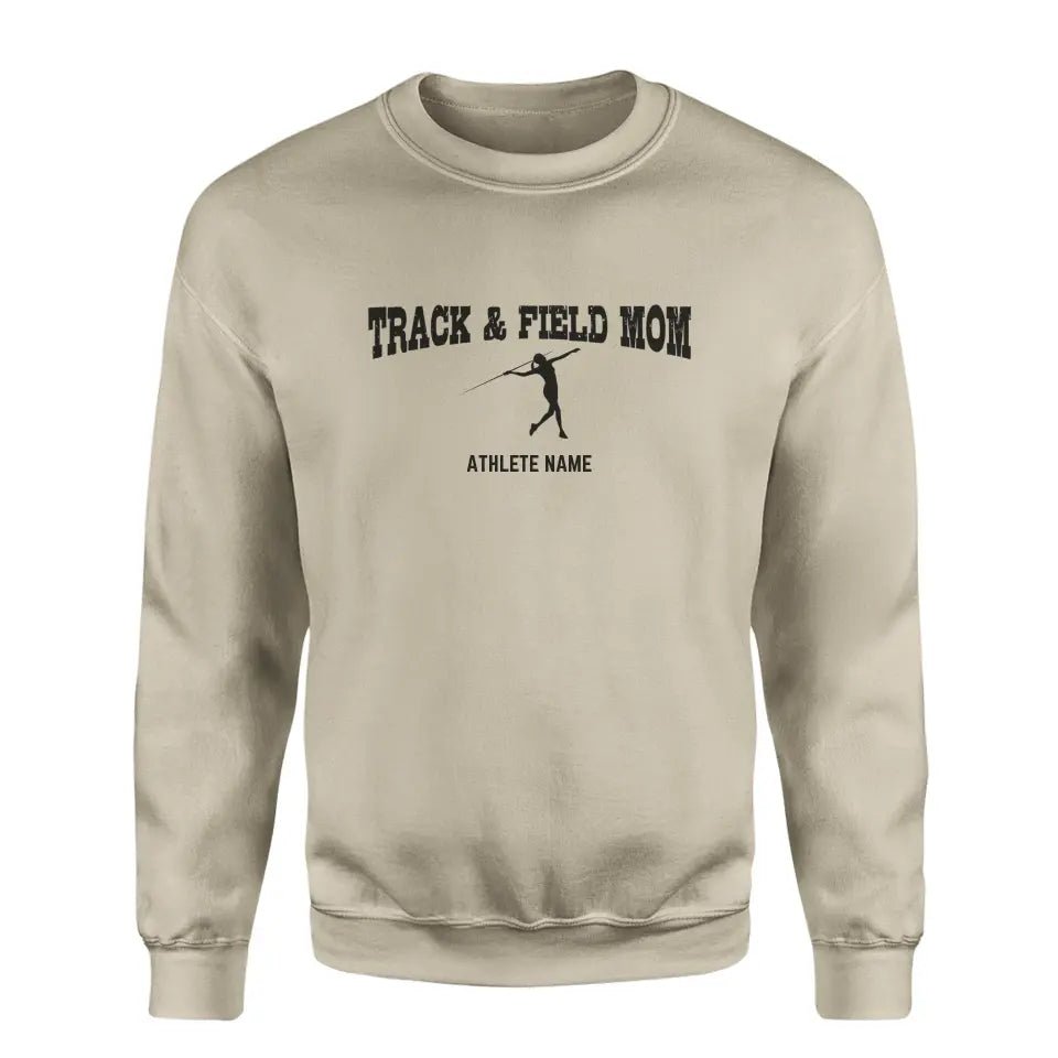 Javelin Mom with Javelin Thrower Icon and Javelin Thrower Name on a Sweatshirt with a Black Graphic