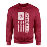 Javelin Mom Vertical Flag on a Sweatshirt with a White Graphic
