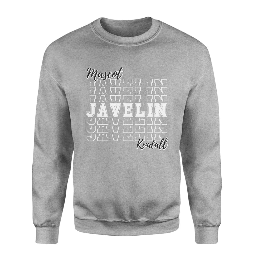 Custom Javelin on a Sweatshirt With Mascot and Javelin Thrower Name on a Sweatshirt