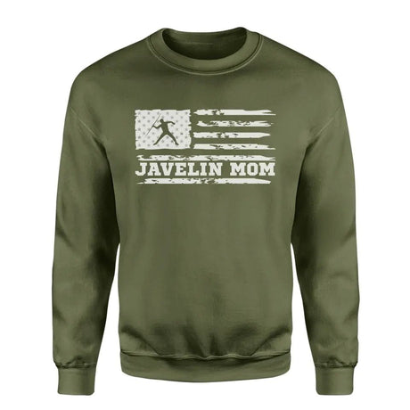 Javelin Mom Horizontal Flag on a Sweatshirt with a White Graphic