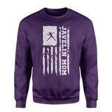 Javelin Mom Vertical Flag on a Sweatshirt with a White Graphic