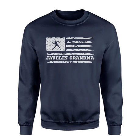 Javelin Grandma Horizontal Flag on a Sweatshirt with a White Graphic