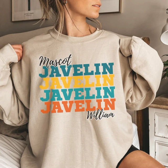 Personalized Javelin Javelin Javelin on a Sweatshirt With Mascot and Javelin Thrower Name on a Sweatshirt