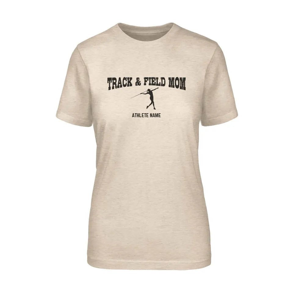 Javelin Mom with Javelin Thrower Icon and Javelin Thrower Name on a Unisex T-Shirt with a Black Graphic